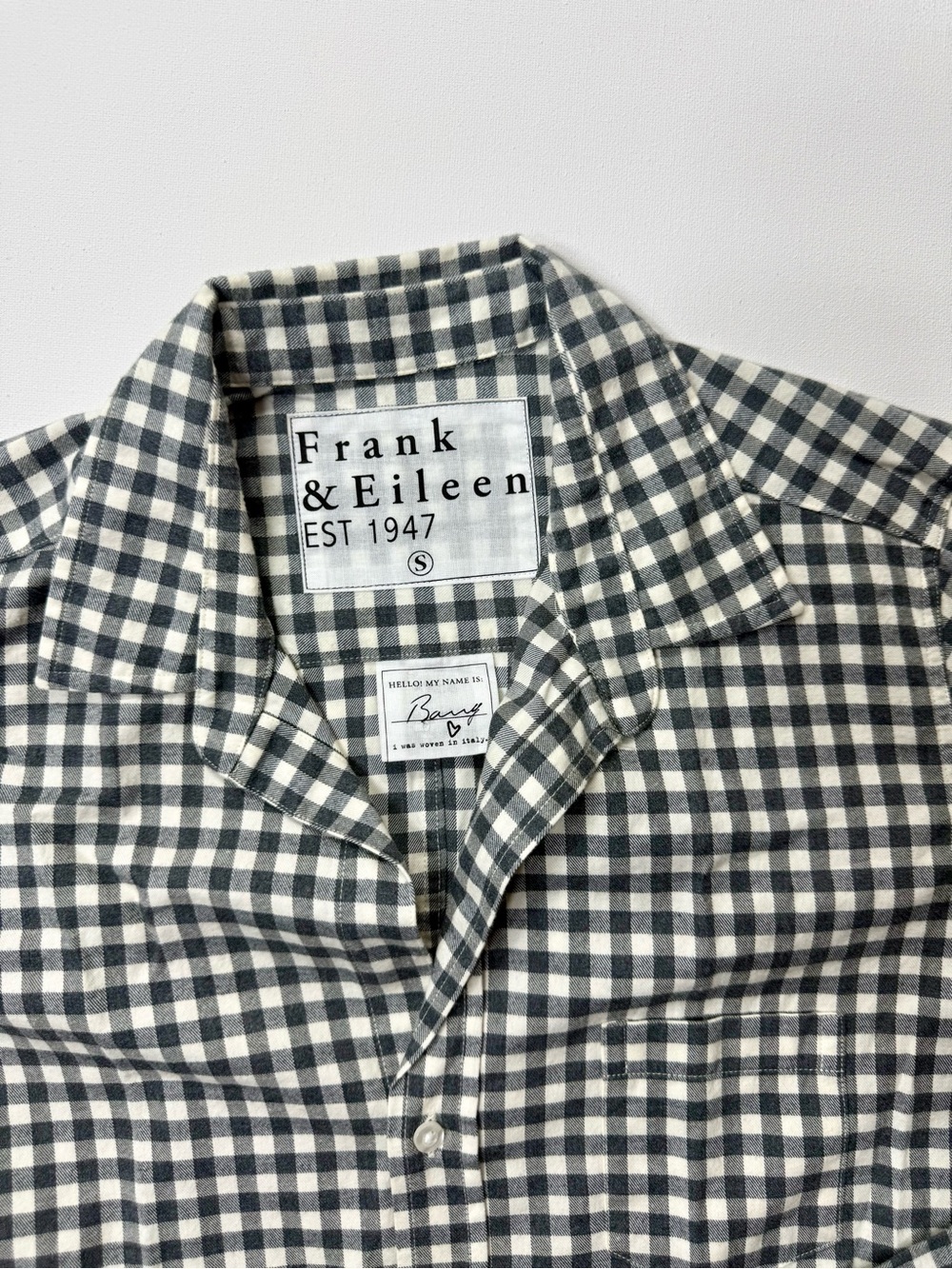 Frank & Eileen Barry Gray and White Gingham Button-Down Shirt Size Small - Picture 8 of 12